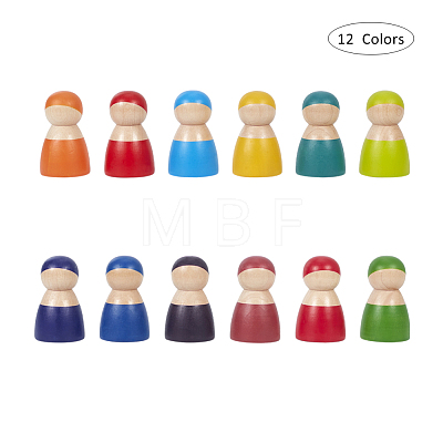 Rainbow Wooden Peg Dolls WOOD-WH0098-53-1