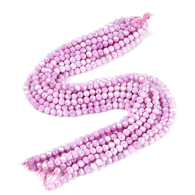 Anti-Tarnish Electroplate Glass Beads Strands EGLA-ZX010-6mm-05-1