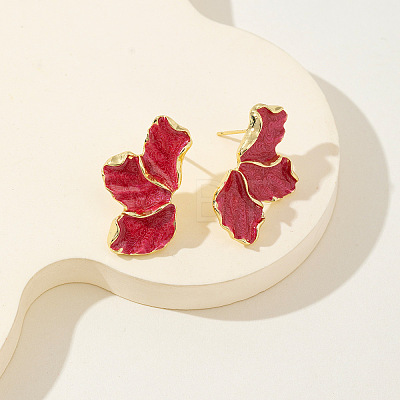 Flower Alloy Enamel Stud Earrings FS-WG50345-03-1