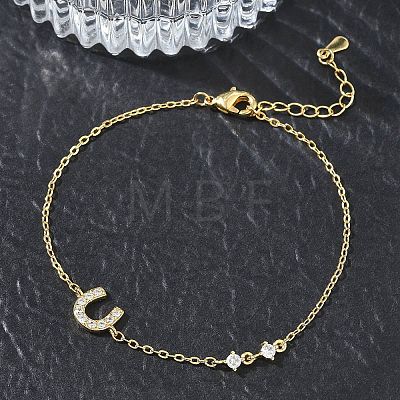 Brass Micro Pave Clear Cubic Zirconia Link Bracelets BJEW-E114-01D-G-1