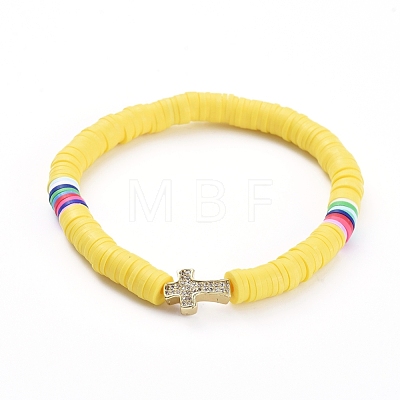 Handmade Polymer Clay Heishi Bead Stretch Bracelets BJEW-JB05090-02-1