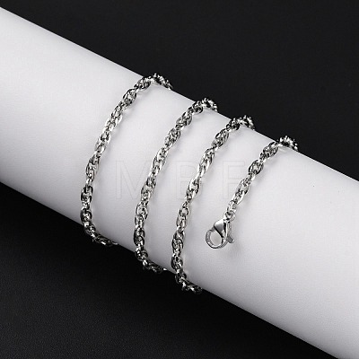 3mm Rack Plating Brass Rope Chain Necklaces for Women Men MAK-L044-29P-1