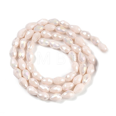 Opaque Solid Color Electroplate Glass Beads Strands EGLA-N013-P8mm-B08-1