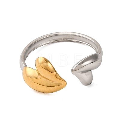 304 Stainless Steel Double Color Cuff Rings RJEW-S635-01GP-R-1