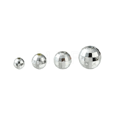 Faceted Round Plated Acrylic Beads PACR-YW0001-21-1