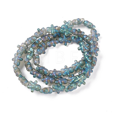 Full Rainbow Plated Forsted Electroplate Glass Beads GLAA-P005-FR04-1