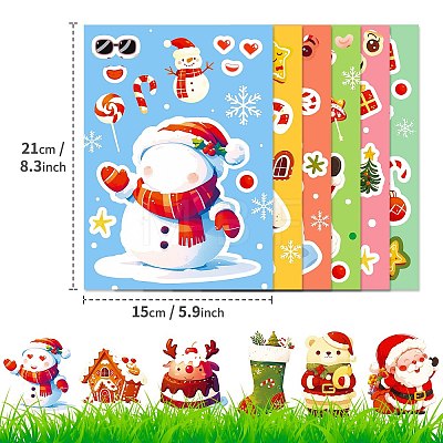 6Pcs Christmas Theme Cartoon Paper Stickers DIY-P085-14B-1