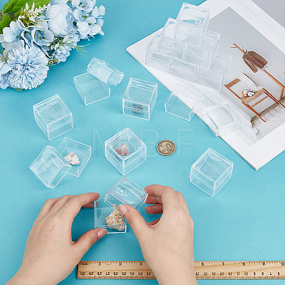 16Pcs Square Transparent Plastic Ring Viewer Magnifier Boxes CON-FG0001-26-1