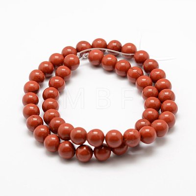 Natural Red Jasper Beads Strands X-G-E375-6mm-02-1