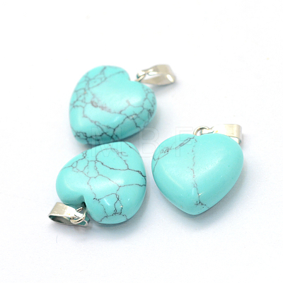 Heart Dyed Synthetic Turquoise Pendants X-G-Q371-09-1