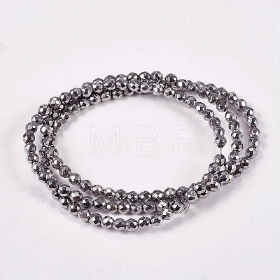 Electroplate Non-magnetic Synthetic Hematite Beads Strands X-G-J169B-3mm-02-1