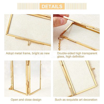 Brass Glass Hanging Photo Frame AJEW-WH0017-26G-1