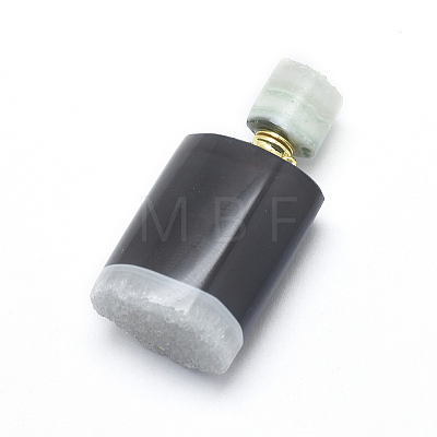 Natural Agate Openable Perfume Bottle Pendants G-E556-13D-1