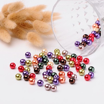 Fall Mix Pearlized Glass Pearl Beads HY-X006-8mm-06-1
