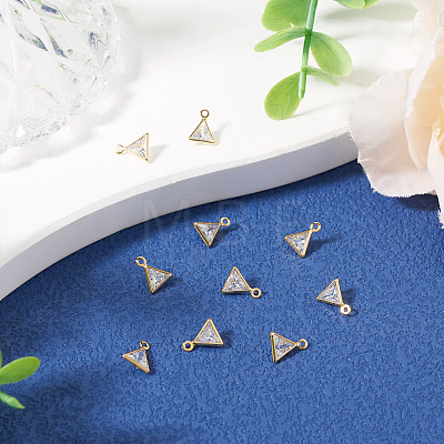 10Pcs Brass Micro Pave Cubic Zirconia Triangle Charms KK-TADJ0001-25-1