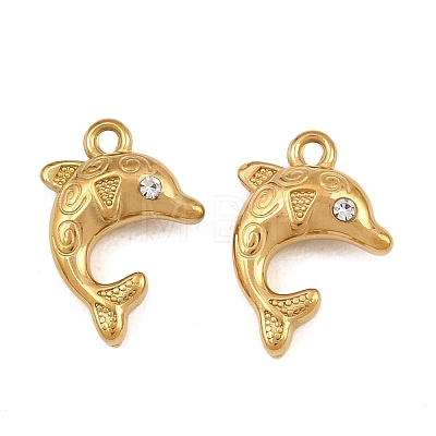 304 Stainless Steel with Crystal Rhinestone Charms RB-CBABFDA-11G-G-1