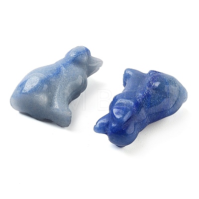 Dyed & Heated Natural Blue Aventurine Carved Dog Figurines DJEW-L023-A07-1