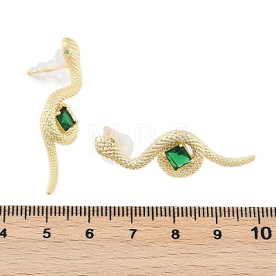 Brass Micro Pave Cubic Zirconia Stud Earrings EJEW-P301-18G-1