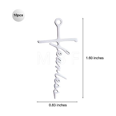 10Pcs Fearless Cross Charm Pendant Cross Faith Charm Necklace Stainless Steel Pendant for Christian Religious Jewelry Gifts Making JX520A-1