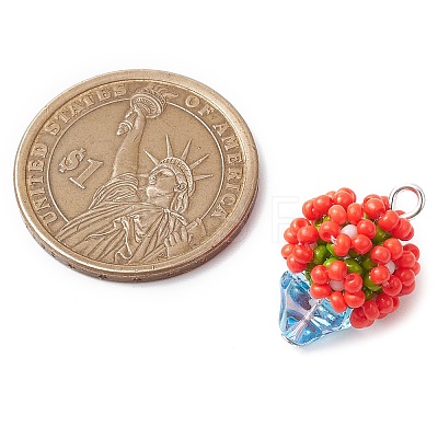 Beaded Flower Potted Charms PALLOY-MZ00446-01-1