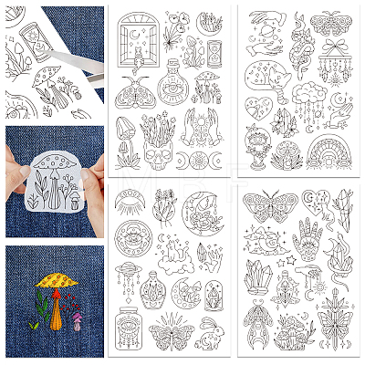 4 Sheets 11.6x8.2 Inch Stick and Stitch Embroidery Patterns DIY-WH0455-110-1