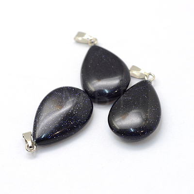 Teardrop Synthetic Blue Goldstone Pendants G-Q368-05-1