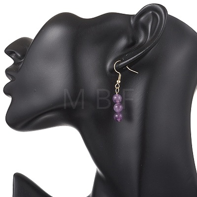 Natural Mixed Stone Round Dangle Earrings EJEW-JE06716-1