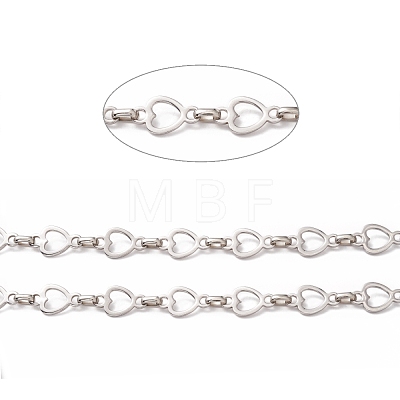 201 Stainless Steel Heart & Oval Link Chains CHS-C003-01P-1