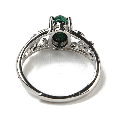 Oval Natural Malachite Adjustable Rings RJEW-Q818-01P-07B-1