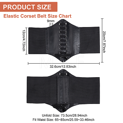 BENECREAT 3Pcs 3 Style Imitation PU Leather Wide Elastic Corset Belt DIY-BC0012-32-1