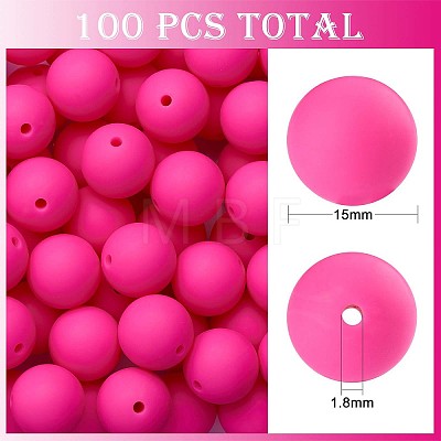 100Pcs Silicone Beads Round Rubber Bead 15MM Loose Spacer Beads for DIY Supplies Jewelry Keychain Making JX455A-1