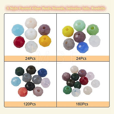 3 Style Faceted Glass Beads Strands GLAA-YW0001-27-1