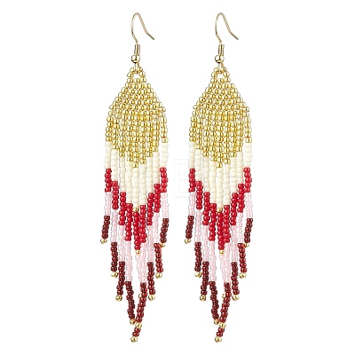 Bohemian Style TOHO Round Seed Tassel Dangle Earrings EJEW-MZ00153-1