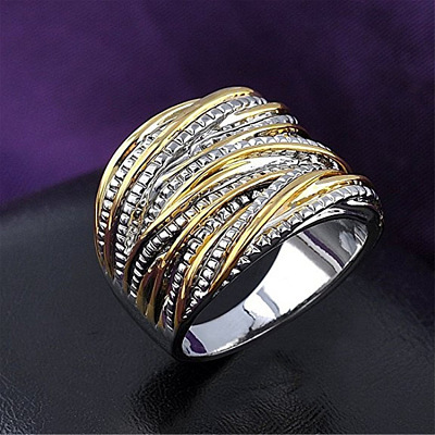 Criss Cross Alloy Crystal Rhinestone Wide Finger Rings FS-WGCE8BA-01-1