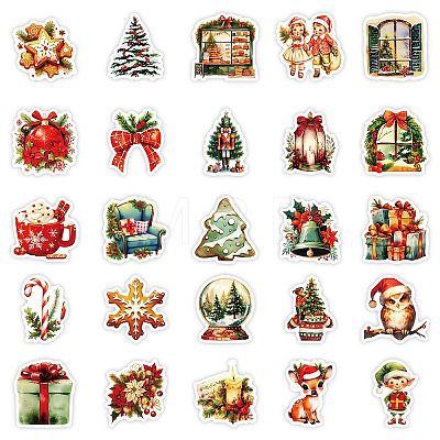 50Pcs Christmas Eve Theme Cartoon Paper Stickers X-DIY-P085-11-1