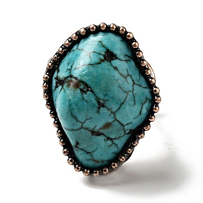 Natural Turquoise Adjustable Finger Rings G-D468-46R-1