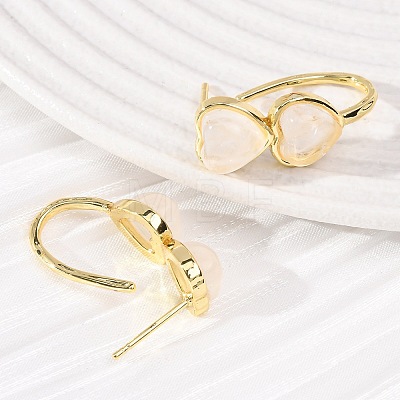Valentine's Day Heart Natural Quartz Crystal Stud Earrings EJEW-T053-01G-08-1