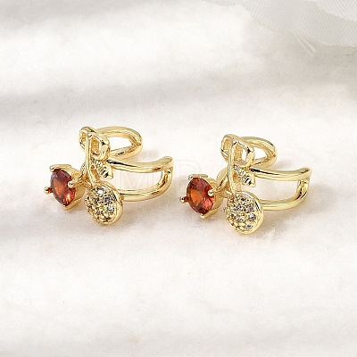 Cherry Brass Micro Pave Cubic Zirconia Cuff Earrings EJEW-C186-13G-1
