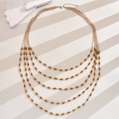 Bohemian Style Plastic Long Bicone Beads Multi Layered Necklaces for Women's Daily Parties DF6907-3-1