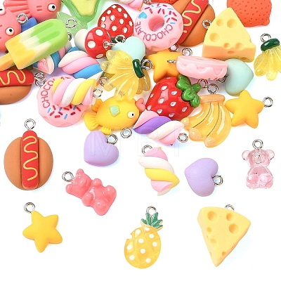 40Pcs Opaque Resin Pendants RESI-YW0005-82-1
