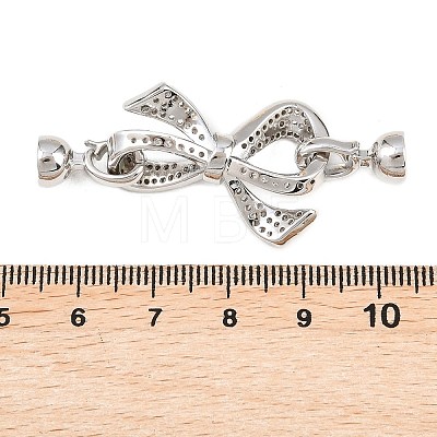 Brass Micro Pave Clear Cubic Zirconia Fold Over Clasps KK-U059-61P-1