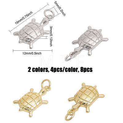 8Pcs 2 Colors Rack Plating Brass Pendants ZIRC-CA0001-22-1