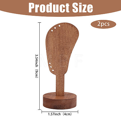 2Pcs Desktop Ear Shaped Wood Earrings Organizer Display Stands for Jewelry Display Rack ODIS-CA0001-32B-1