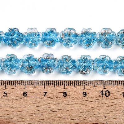 Luminous Handmade Gold Foil Glass Beads Strands FOIL-N029-01G-1