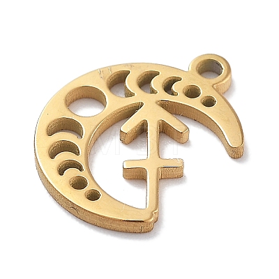 Real 18K Gold Plated 304 Stainless Steel Pendants STAS-R003-02G-08-1