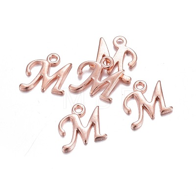 Rose Gold Plated Alloy Letter Pendants X-PALLOY-J718-01RG-M-1