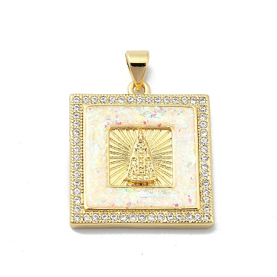 Brass Micro Pave Clear Cubic Zirconia Pendants KK-A221-26G-02-1