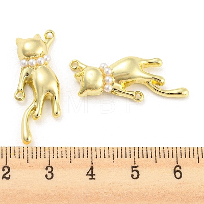 Alloy Connector Charms with ABS Plastic Imitation Pearl FIND-G062-08G-1
