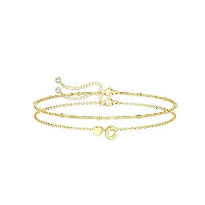 2Pcs 2 Styles Brass Beaded Bracelets & Satellite Chains Bracelets for Women FS-WG4A116-03-1