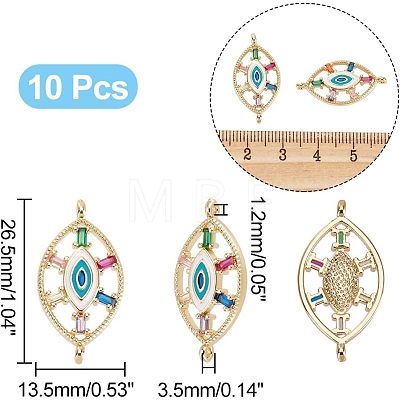 10Pcs Brass Colorful Cubic Zirconia Connector Charms FIND-HY0001-23-1